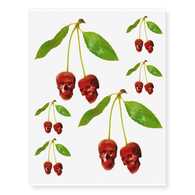 Cherry Skulls Temporary Tattoos (Front)