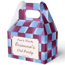 Cherry sky blue checks modern birthday party favor boxes