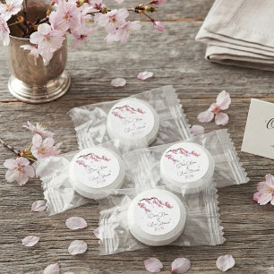 Cherry soft pink floral watercolor wedding life saver® mints