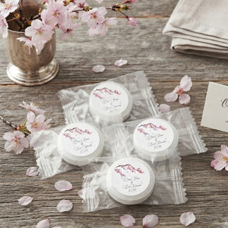 Cherry soft pink floral watercolor wedding life saver® mints