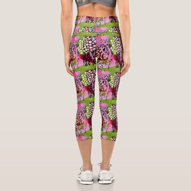 Cherry Spring forest Capri Leggings (Back)