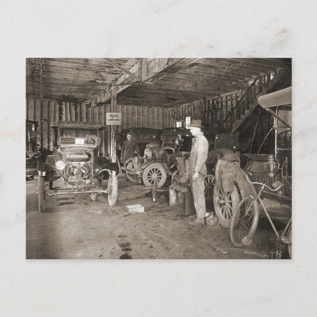 Cherry St. Garage circa 1925 Postcard (Front)