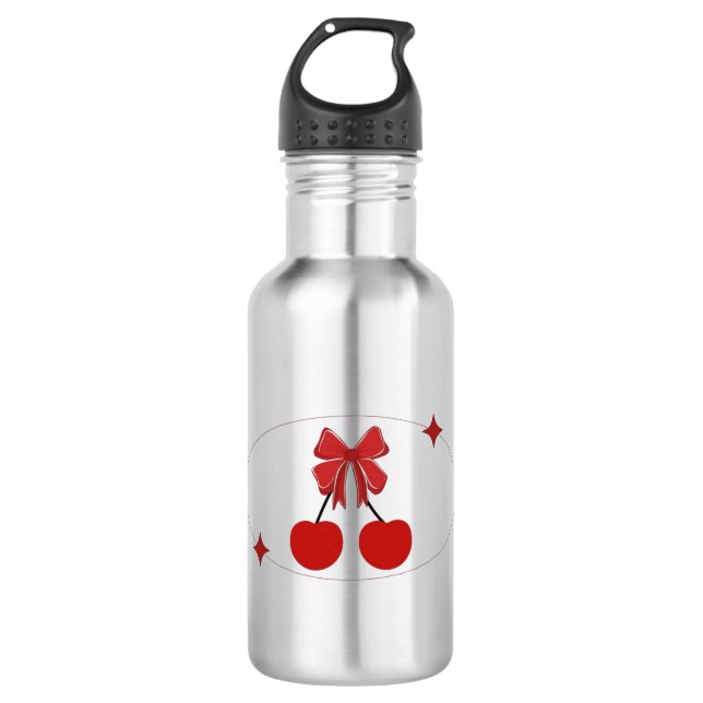 Cherry Stainless Steel Water Bottle (Front)