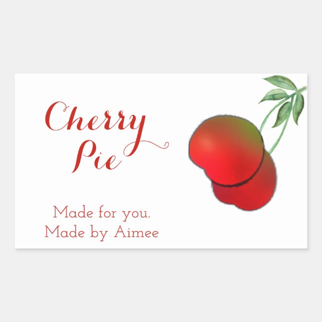 Cherry Stem Rectangle Stickers (Front)