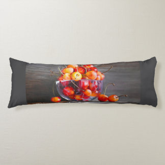 Cherry Still Life in Glass Stretched Canvas Print Body Pillow