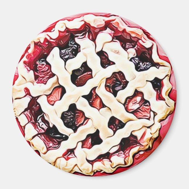Cherry, Strawberry Rhubarb Pie Magnet (Front)