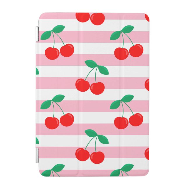 Cherry Stripe Pattern – Retro Fruit Gift & Decor iPad Mini Cover (Front)