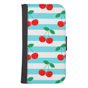 Cherry Stripe Pattern – Retro Fruit Gift & Decor Galaxy S4 Wallet Case