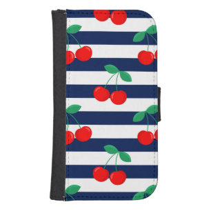 Cherry Stripe Pattern – Retro Fruit Gift & Decor Galaxy S4 Wallet Case
