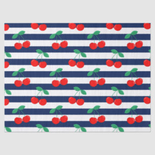 Cherry Stripe Pattern – Retro Fruit Gift & Decor Tissue Paper