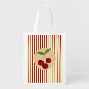 Cherry Stripe Reusable Bag