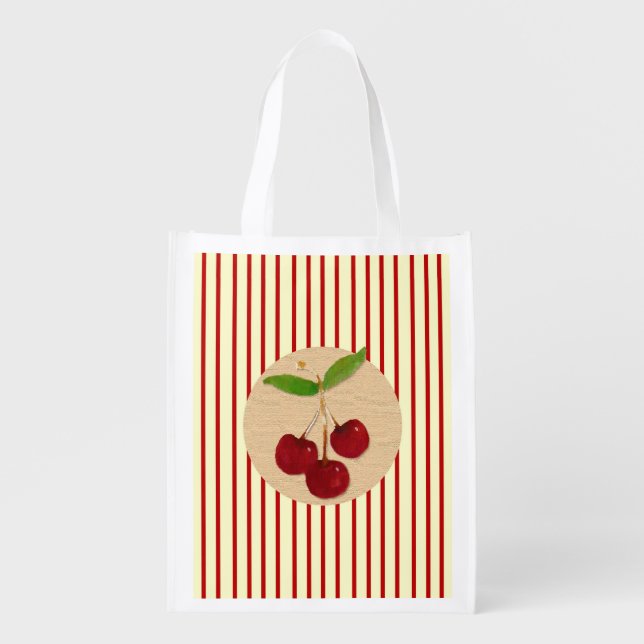 Cherry Stripe Reusable Bag (Front)
