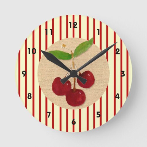 Cherry Stripe Wall Clock