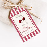 Cherry Striped Thank You Gift Tags<br><div class="desc">She's the cherry on top! Celebrate the upcoming nuptials of your favorite bride-to-be in style with our vintage inspired bridal shower gift tags! This design features beautiful watercolor cherries adorned with a white bow on a striped background.</div>