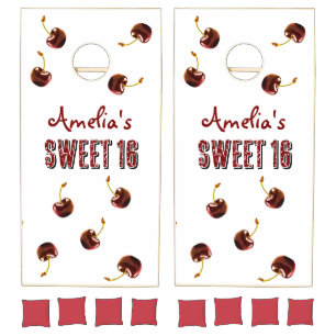 Cherry Sweet 16 Personalized Party Cornhole Set