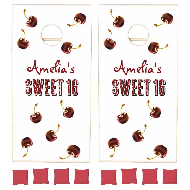 Cherry Sweet 16 Personalized Party Cornhole Set (Set)