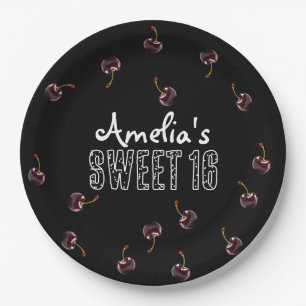 Cherry Sweet 16 Personalized Party Paper Plates