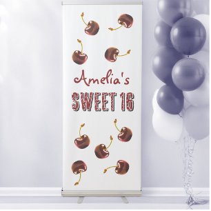 Cherry Sweet 16 Personalized Party Retractable Banner