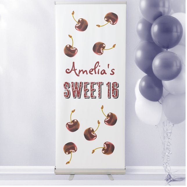 Cherry Sweet 16 Personalized Party Retractable Banner (Creator Uploaded)