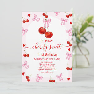 Cherry Sweet Birthday Cherries 1st Birthday Invitation
