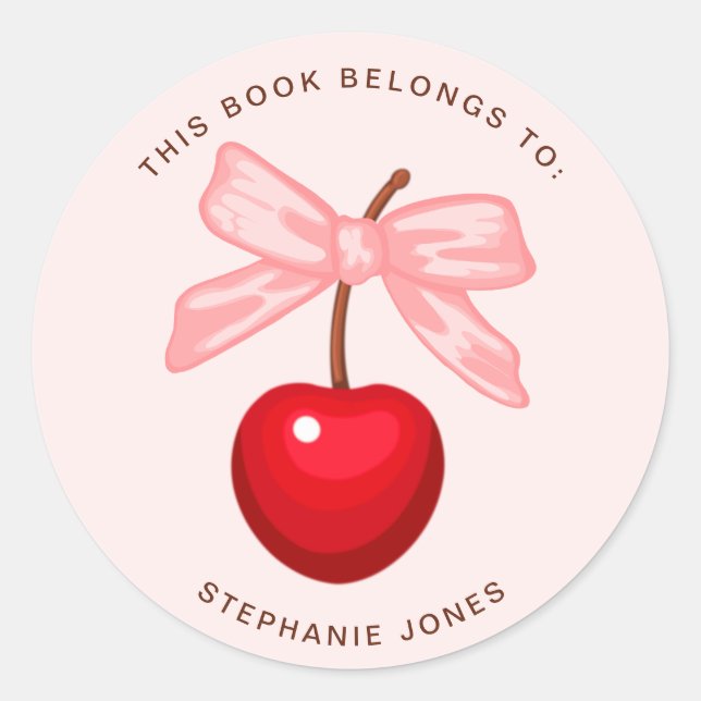 Cherry Sweet Birthday This Book Belongs to Classic Round Sticker (Front)