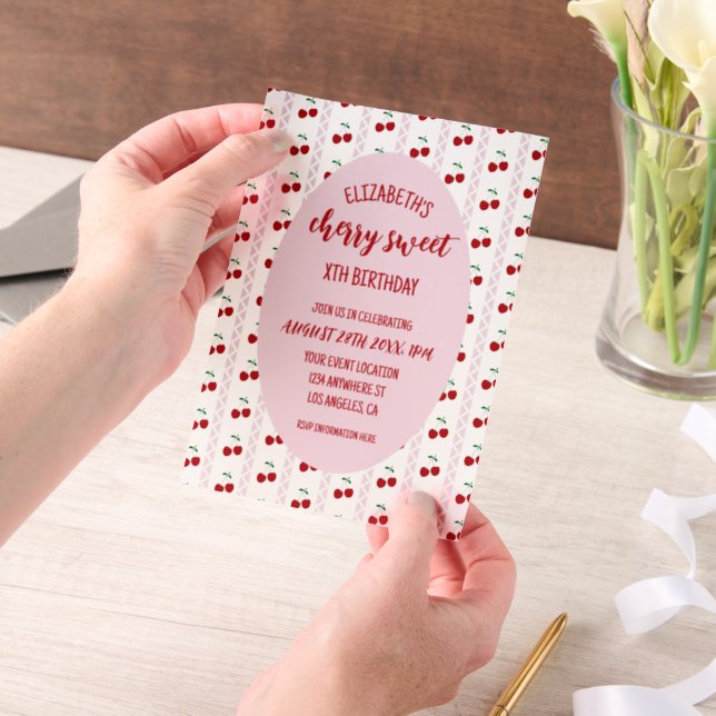 Cherry Sweet Birthday Vellum Invitations (Handheld)
