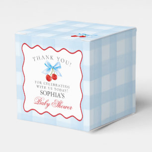 Cherry Sweet Blue Coquette Baby Shower Favor Boxes