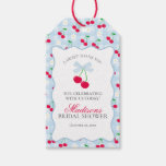 Cherry Sweet Blue Coquette Bow Bridal Shower Favor Gift Tags