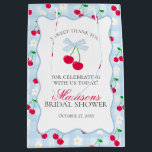 Cherry Sweet Blue Coquette Bow Bridal Shower Favor Medium Gift Bag<br><div class="desc">Someone Cherry sweet is tying the knot and you’re the cherry on top of their sweet celebration. Add a nostalgic touch to your bridal shower with this Blue Gingham Cherry Party Decor featuring vibrant red cherries tied with a coquette bow and a pastel blue gingham pattern, all within a red...</div>