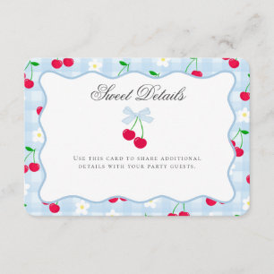 Cherry Sweet Blue Coquette Bow Details Insert Card