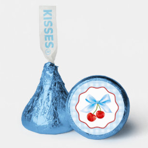 Cherry Sweet Blue Coquette Bow Gingham Chocolate Hershey®'s Kisses®