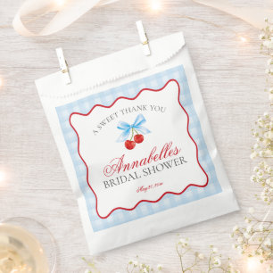 Cherry Sweet Blue Coquette Bridal Shower Dessert Favor Bag