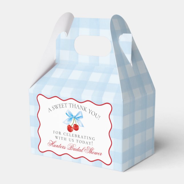 Cherry Sweet Blue Coquette Bridal Shower Favor Box (Front Side)