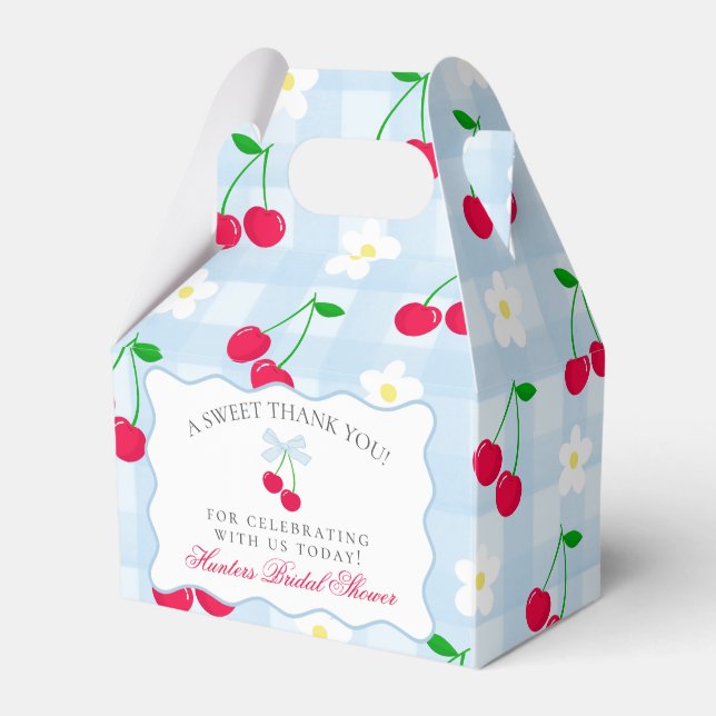 Cherry Sweet Blue Coquette Bridal Shower Favor Box (Front Side)