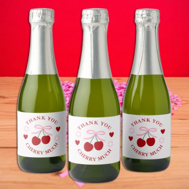 Cherry Sweet Bridal Shower Sparkling Wine Label (Creator Uploaded)
