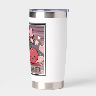 Cherry Sweet Cute Cherries Pink Coquette Bow Insulated Tumbler