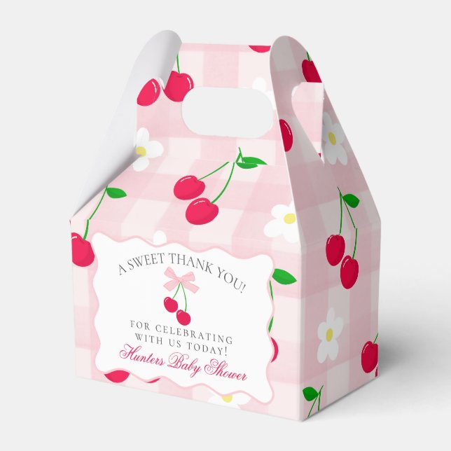 Cherry Sweet Pink Coquette Baby Shower Favor Box (Front Side)