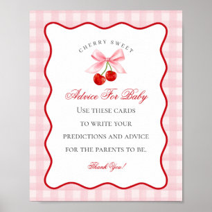 Cherry Sweet Pink Coquette Bow Advice for Baby Poster