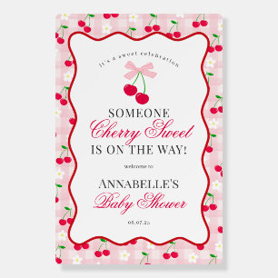 Cherry Sweet Pink Coquette Bow Gingham Baby Shower Foam Board