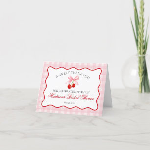 Cherry Sweet Pink Coquette Bow Thank You Card 