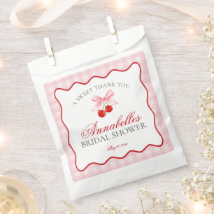 Cherry Sweet Pink Coquette Bridal Shower Dessert Favor Bag