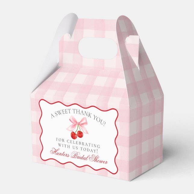 Cherry Sweet Pink Coquette Bridal Shower Favor Box (Front Side)