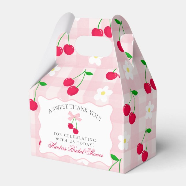 Cherry Sweet Pink Coquette Bridal Shower Favor Box (Front Side)
