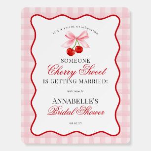 Cherry Sweet Pink Coquette Gingham Bridal Shower Foam Board