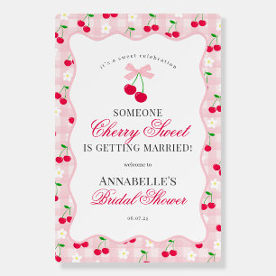Cherry Sweet Pink Coquette Gingham Bridal Shower Foam Board
