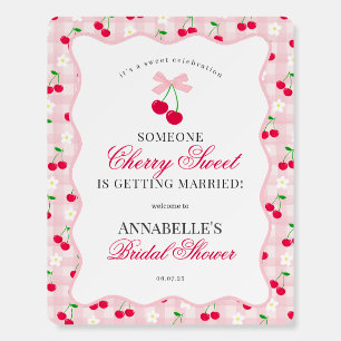 Cherry Sweet Pink Coquette Gingham Bridal Shower Foam Board
