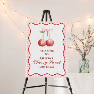 Cherry Sweet Strawberry Pink Bow birthday Foam Board