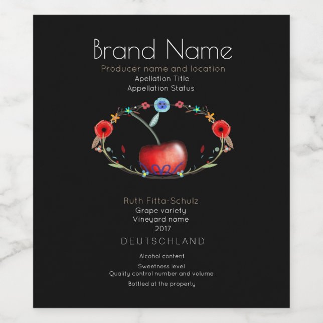 Cherry Sweet Young Wine Wine Label (Single Label)