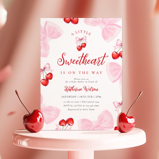 Cherry Sweetheart Baby Shower Invitation (Creator Uploaded)