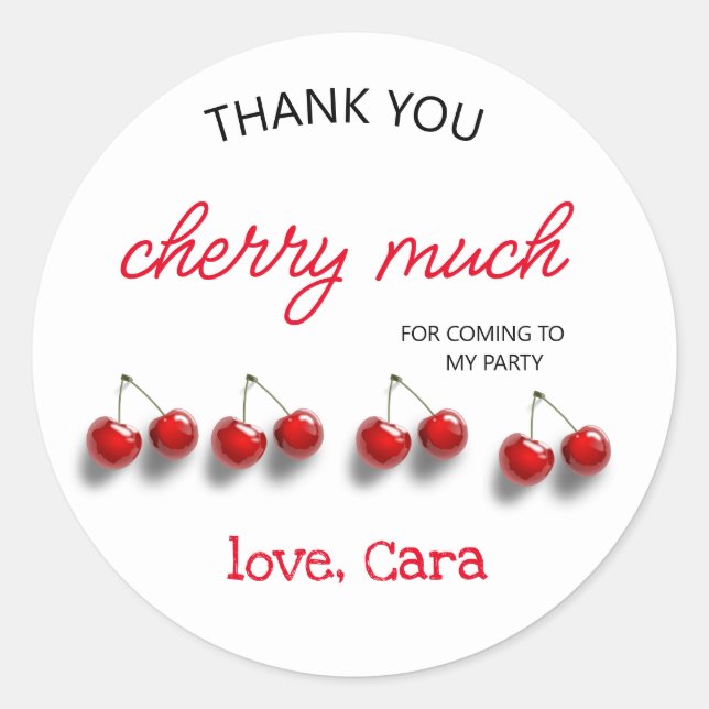 Cherry Theme Baby Birthday Party Classic Round Classic Round Sticker (Front)